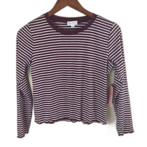 Hearts&Hips Girls Size 16/XL [Maroon and White Striped] Long Sleeve Top NWT